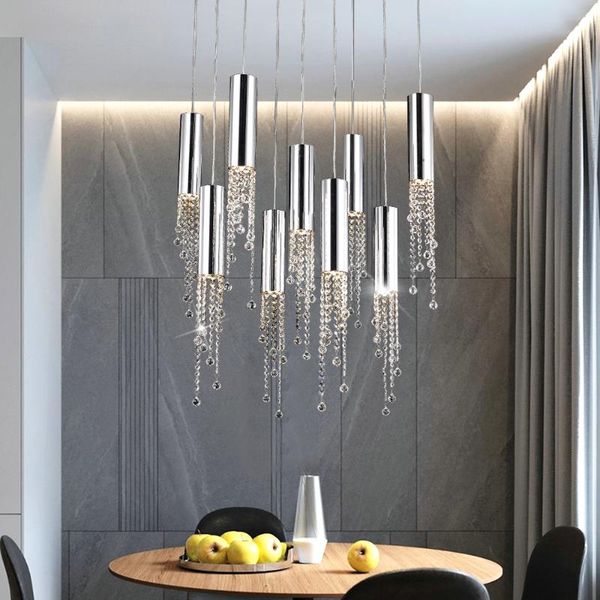 modern chrome crystal ceiling chandelier for dining room long loft staircase large hallway lobby kitchen island indoor lighting
modern chrome crystal ceiling chandelier for dining room long loft staircase large hallway lobby kitchen island indoor lighting