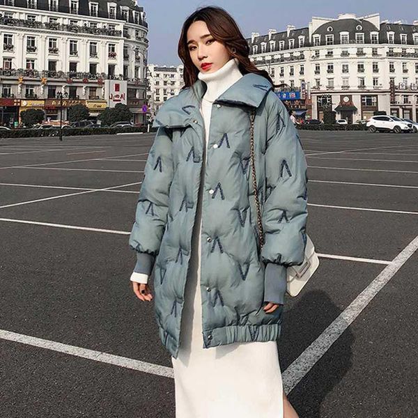 women's winter long jacket with embroidery covered button solid woman parkas plus size thick stand collar casual overcoat female1, Black
women's winter long jacket with embroidery covered button solid woman parkas plus size thick stand collar casual overcoat female1, Black