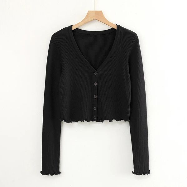 2021 new dd2111 european and american solid color v-neck knitted sweater women's cardigan otdz, White;black
2021 new dd2111 european and american solid color v-neck knitted sweater women's cardigan otdz, White;black