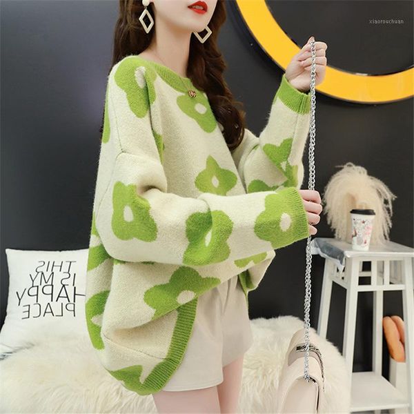 large-sized round-collar pullover knitted women's dress new style sunflower lazy wind sweater blouse for autumn 20191, White;black
large-sized round-collar pullover knitted women's dress new style sunflower lazy wind sweater blouse for autumn 20191, White;black