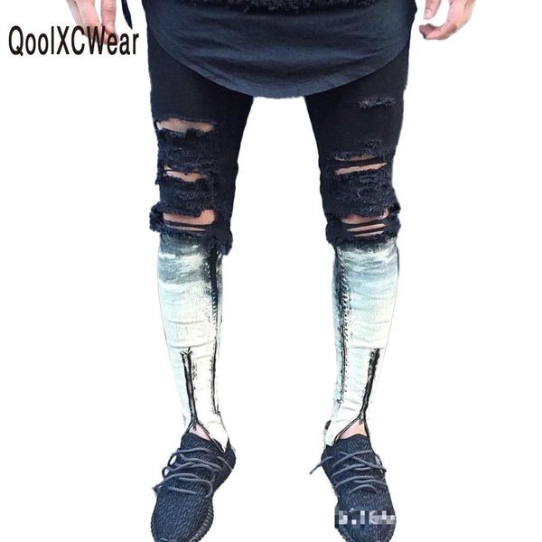 qoolxcwear zipper jeans for men skinny destroyed famous slim brand designer hip hop swag tyga black white patchwork biker jeans, Blue
qoolxcwear zipper jeans for men skinny destroyed famous slim brand designer hip hop swag tyga black white patchwork biker jeans, Blue