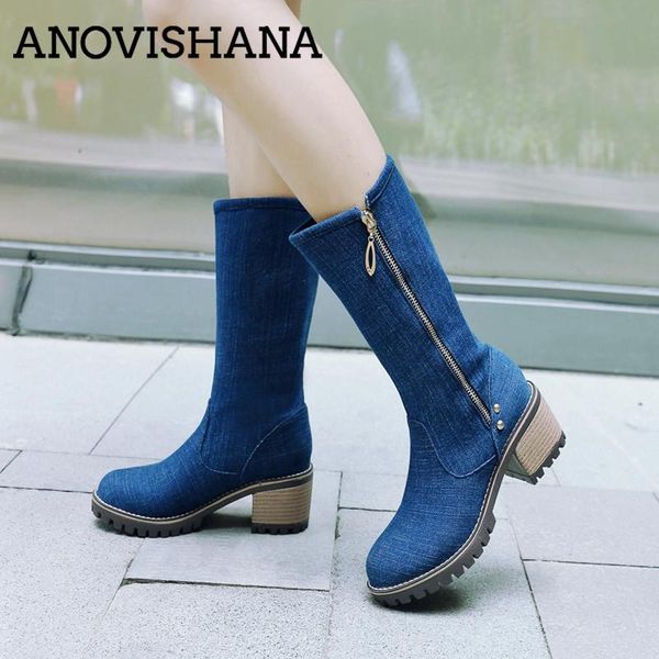 anovishana women boots platform square heels blue jeans shoes woman spring autumn mid-calf western cowboy booties zipper botas, Black
anovishana women boots platform square heels blue jeans shoes woman spring autumn mid-calf western cowboy booties zipper botas, Black