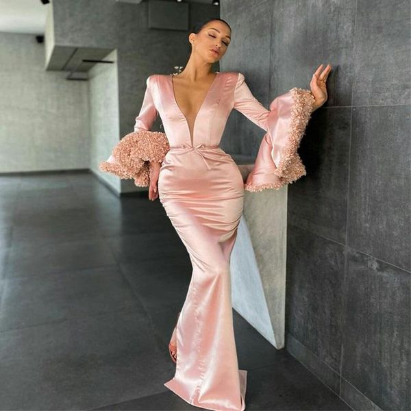 v neck evening dresses applique ruffles design long sleeves prom dresses custom made soft satin fashion formal pink party gown sale, Black;red
v neck evening dresses applique ruffles design long sleeves prom dresses custom made soft satin fashion formal pink party gown sale, Black;red
