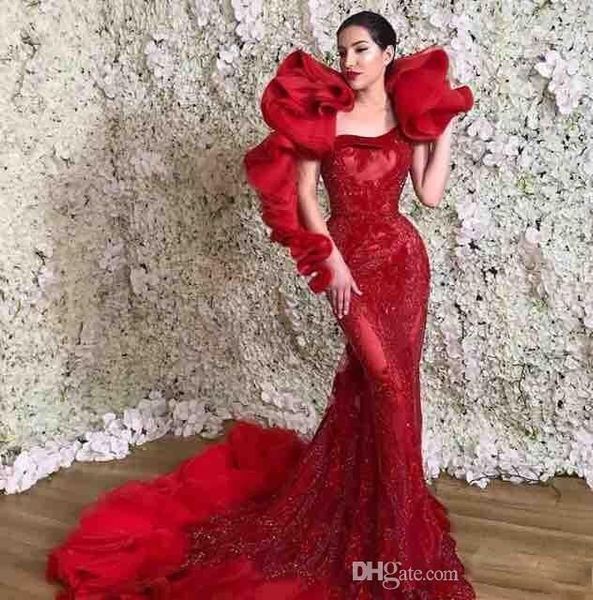 designer red mermaid evening gowns ruffles shoulder lace backless evening dress sweep train formal party prom dress custom made, Black
designer red mermaid evening gowns ruffles shoulder lace backless evening dress sweep train formal party prom dress custom made, Black