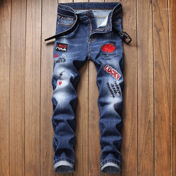 men's slim personality jeans men's european and american stretch trend embroidered feet pants1, Blue
men's slim personality jeans men's european and american stretch trend embroidered feet pants1, Blue