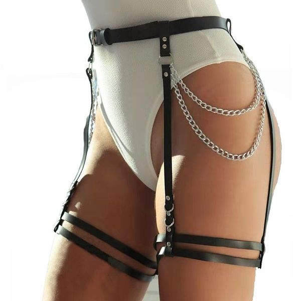 rave punk harajuku body leg harness fetish leather garters belts women waist to leg bondage silver tassel chain straps belt, Black;brown
rave punk harajuku body leg harness fetish leather garters belts women waist to leg bondage silver tassel chain straps belt, Black;brown