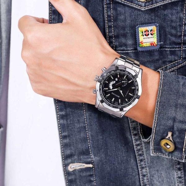 steel band sports men's waterproof calendar concept non mechanical quartz korean fashion business watch m469, Slivery;brown
steel band sports men's waterproof calendar concept non mechanical quartz korean fashion business watch m469, Slivery;brown