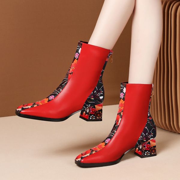 women short boots winter shoessoft microfiber leathersquare toeprinting heel ethnic stylefemale footwareblackred, Black
women short boots winter shoessoft microfiber leathersquare toeprinting heel ethnic stylefemale footwareblackred, Black