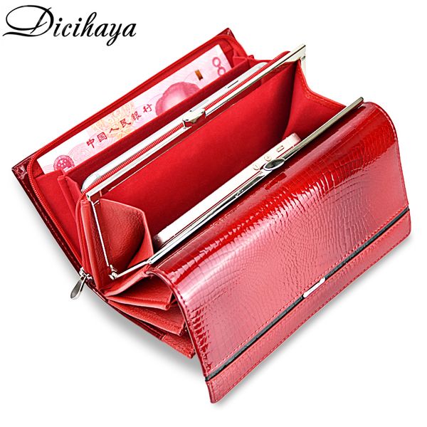 dicihaya genuine leather women wallet multifunction womens clutch wallets brand purses femme billetera card holder phone bag q1110, Red;black
dicihaya genuine leather women wallet multifunction womens clutch wallets brand purses femme billetera card holder phone bag q1110, Red;black