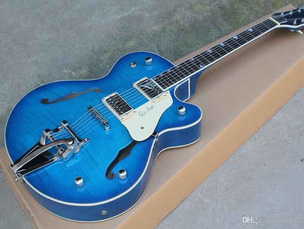 wholesale custom blue electric guitar with tremolo system, white picard, flame beige veneer, personalized service, ing
wholesale custom blue electric guitar with tremolo system, white picard, flame beige veneer, personalized service, ing