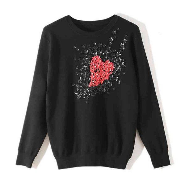 autumn women sweater winter heart flower sweet beaded sequins girls knit pullover w104, White;black
autumn women sweater winter heart flower sweet beaded sequins girls knit pullover w104, White;black