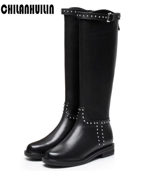 new autumn winter motorcycle boots woman genuine leather+pu thick heel women knee high boots rivet casual shoes snow women, Black
new autumn winter motorcycle boots woman genuine leather+pu thick heel women knee high boots rivet casual shoes snow women, Black
