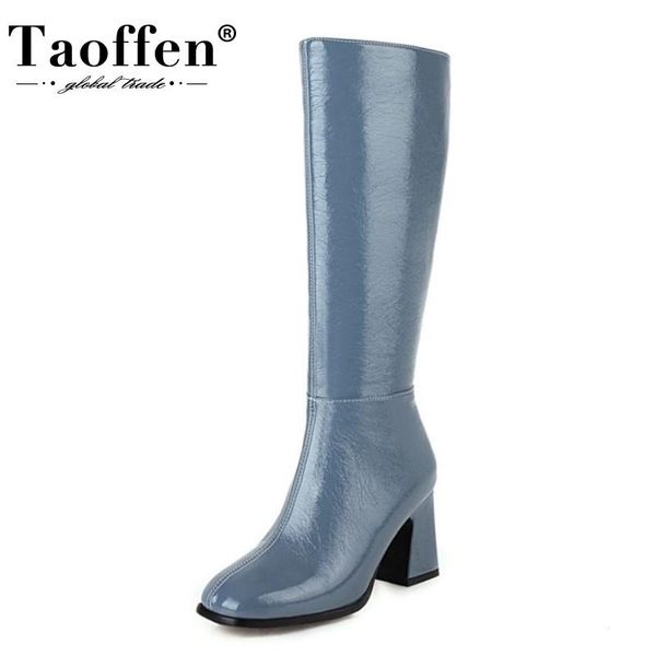 taoffen size 32-43 women high heel boots patent leather thick heel women knee high boots fashion cool winter shoes, Black
taoffen size 32-43 women high heel boots patent leather thick heel women knee high boots fashion cool winter shoes, Black