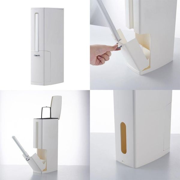 bath accessory set toilet brush trash can set, narrow slit hidden, seam with bracket garbage bucket bag dispenser
bath accessory set toilet brush trash can set, narrow slit hidden, seam with bracket garbage bucket bag dispenser