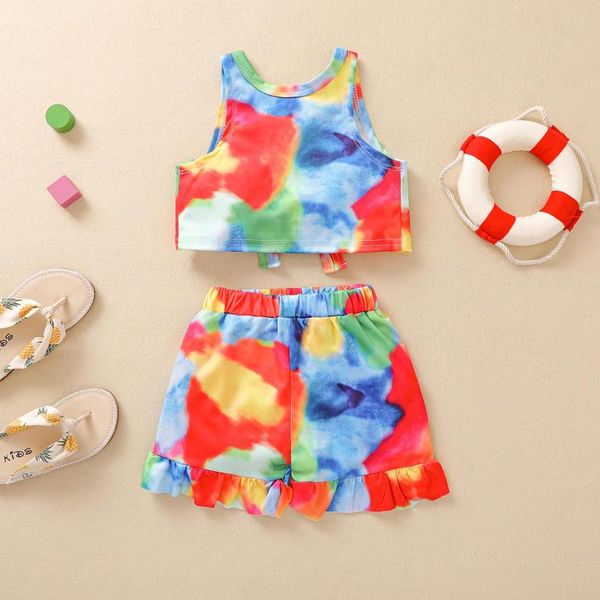 clothing sets kids girls 2-piece outfit set sleeveless tie-dye print +shorts for children, White
clothing sets kids girls 2-piece outfit set sleeveless tie-dye print +shorts for children, White