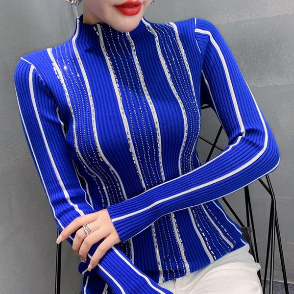 elegant fall winter knitted sweater women striped shiny diamonds beads pullover, White;black
elegant fall winter knitted sweater women striped shiny diamonds beads pullover, White;black