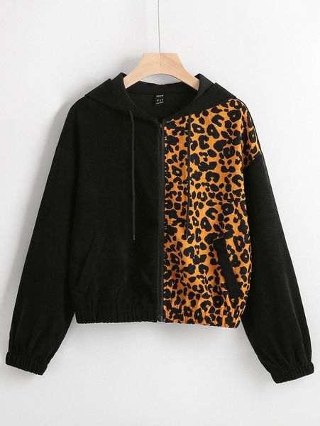leopard pocket drawstring hooded corduroy jacket q7to#, Black;brown
leopard pocket drawstring hooded corduroy jacket q7to#, Black;brown