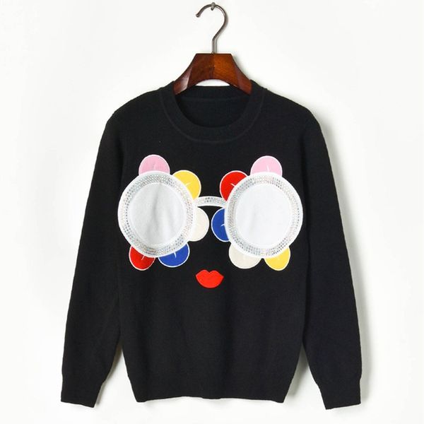 2021 new streetwear of cartoons sun flower runway pull femme sunglass glitter stone well made winter sweaters women sweater pjsm, White;black
2021 new streetwear of cartoons sun flower runway pull femme sunglass glitter stone well made winter sweaters women sweater pjsm, White;black