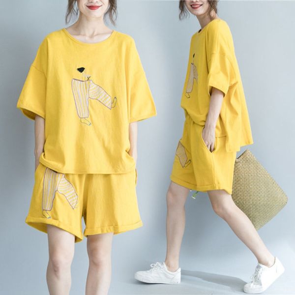 large set summer new women's suit pants suitt-shirt pants setshort sleeve t-shirt loose wide leg shorts casual fat mm two piece set for, Gray
large set summer new women's suit pants suitt-shirt pants setshort sleeve t-shirt loose wide leg shorts casual fat mm two piece set for, Gray
