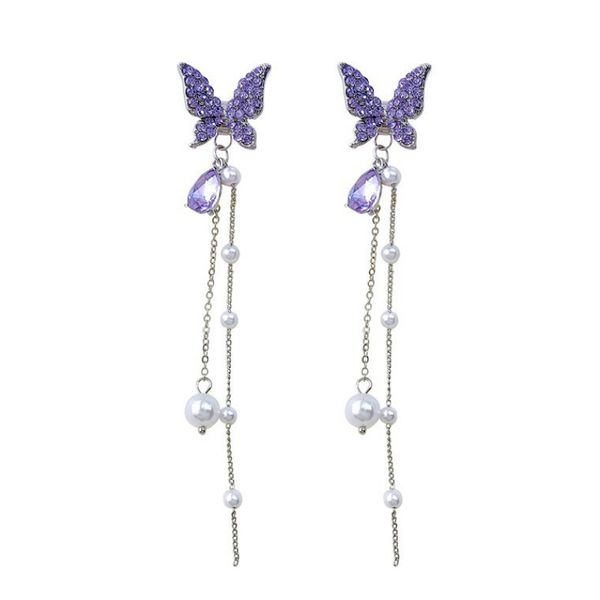 s925 silver needle sweet purple butterfly earrings crystal tassel earrings for women temperament net red earrings, Golden;silver
s925 silver needle sweet purple butterfly earrings crystal tassel earrings for women temperament net red earrings, Golden;silver