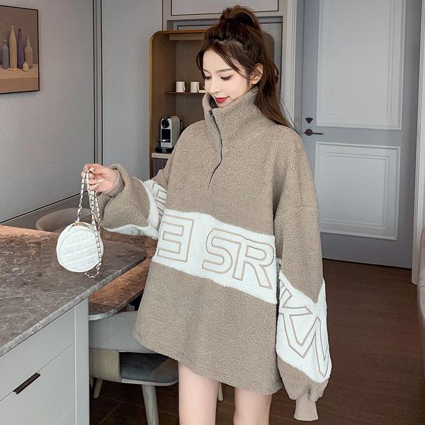 women's hoodies & sweatshirts make lamb mao wei clothing qiu dong languid is lazy wind favors a half zipper jacket design feeling small, Black
women's hoodies & sweatshirts make lamb mao wei clothing qiu dong languid is lazy wind favors a half zipper jacket design feeling small, Black