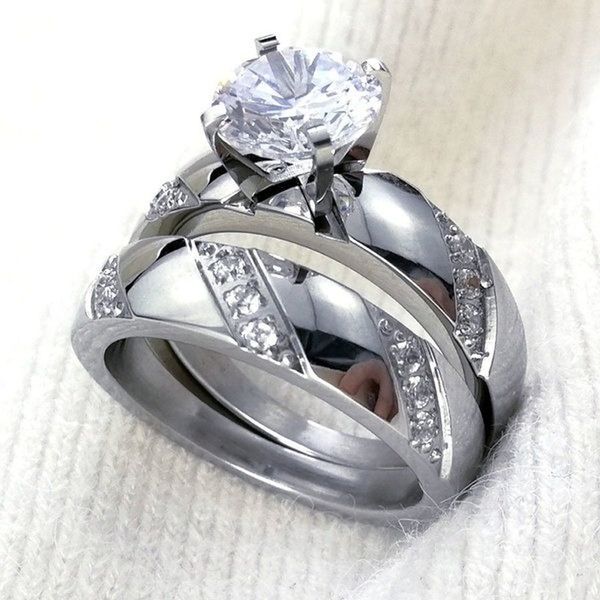 wedding engagement ring size 5-10 hers women stainless steel silver color transparent stone
wedding engagement ring size 5-10 hers women stainless steel silver color transparent stone