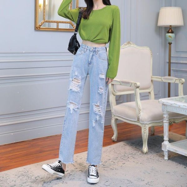 broken hole high waist jeans women loose straight tube 2020 summer thin students leisure 100 points pants, Blue
broken hole high waist jeans women loose straight tube 2020 summer thin students leisure 100 points pants, Blue