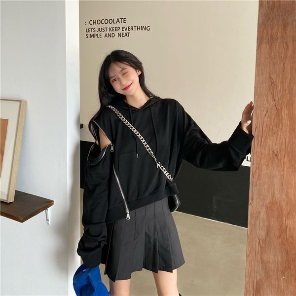 hooded women's loose korean style spring and sweater coat sweater autumn thin lazy coatshoulder zipper xsnte, Black
hooded women's loose korean style spring and sweater coat sweater autumn thin lazy coatshoulder zipper xsnte, Black