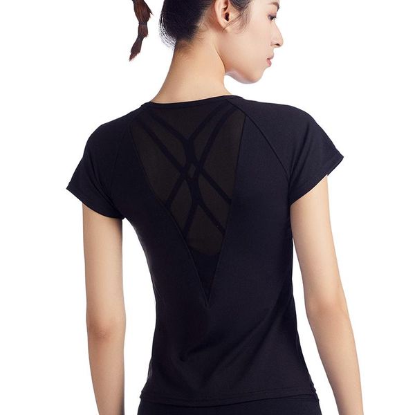 yoga outfits women sport shirts black short sleeve fitness gauze back solid workout breathable sportswear, White;red
yoga outfits women sport shirts black short sleeve fitness gauze back solid workout breathable sportswear, White;red