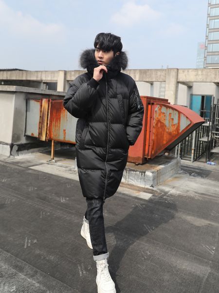 men's winter thick warm long coat 90% duck down jacket men raccoon fur collar korean puffer parka 2020 j2640, Black
men's winter thick warm long coat 90% duck down jacket men raccoon fur collar korean puffer parka 2020 j2640, Black