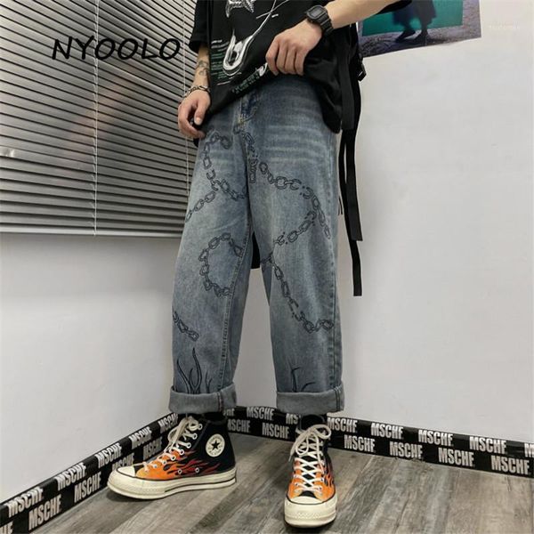 nyoolo casual streetwear flame chain print high waist straight denim pants women men summer loose washed hip hop bleached jeans1, Blue
nyoolo casual streetwear flame chain print high waist straight denim pants women men summer loose washed hip hop bleached jeans1, Blue