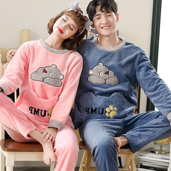 flannel couple pajamas autumn winter thick veet cartoon cute hedging men and women home service suit, Black;brown
flannel couple pajamas autumn winter thick veet cartoon cute hedging men and women home service suit, Black;brown