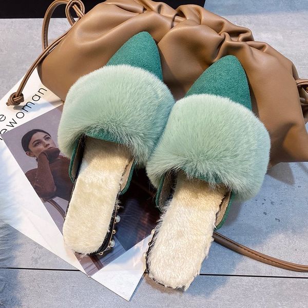 women pointed temperament plush slippers office 2020 winter keep warm set foot solid color home casual slippers women shoes, Black
women pointed temperament plush slippers office 2020 winter keep warm set foot solid color home casual slippers women shoes, Black
