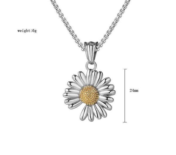 p0540-nk06 fashion korean daisy necklace women's titanium steel pendant, Silver
p0540-nk06 fashion korean daisy necklace women's titanium steel pendant, Silver