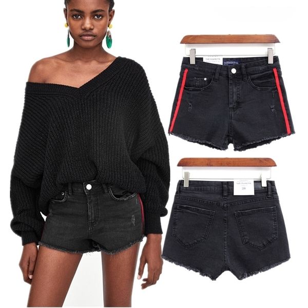 summer denim shorts jeans women england high street side striped of red ribbon burrs stretch denim shorts women y200822, White;black
summer denim shorts jeans women england high street side striped of red ribbon burrs stretch denim shorts women y200822, White;black