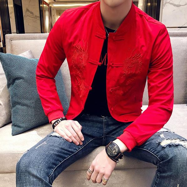 men's jackets chinese style retro dragon embroidery slim fit jacket spring coats black outwear e50, Black;brown
men's jackets chinese style retro dragon embroidery slim fit jacket spring coats black outwear e50, Black;brown