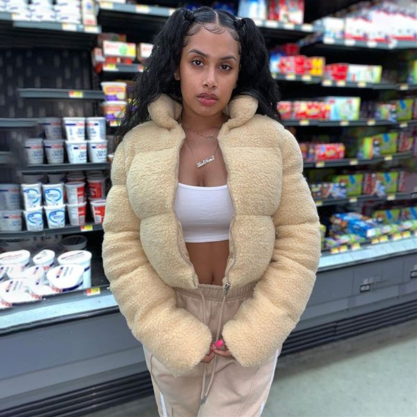 women winter coats sherpa fleece solid color zipper cardigan stand-up collar warm cotton-padded jacket womans thickened outerwear d111103, White
women winter coats sherpa fleece solid color zipper cardigan stand-up collar warm cotton-padded jacket womans thickened outerwear d111103, White