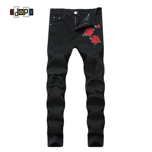 men's jeans fashion mens floral embroidery black distressed ripped denim pants straight fit jean trousers with hole for men, Blue
men's jeans fashion mens floral embroidery black distressed ripped denim pants straight fit jean trousers with hole for men, Blue