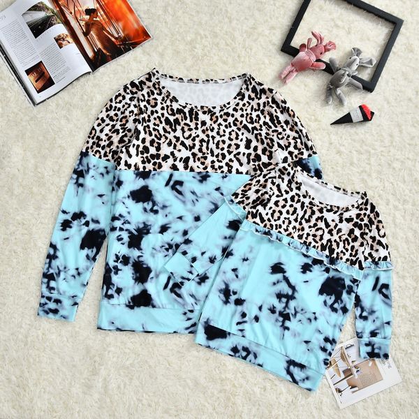 2020 british autumn and winter leopard print and tie-dye lace parent-child women's t-shirt, Blue
2020 british autumn and winter leopard print and tie-dye lace parent-child women's t-shirt, Blue