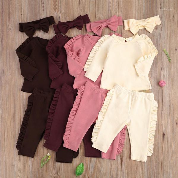 clothing sets fashion baby solid color clothes set with ruffles, girls long sleeve o-neck pullover + pants bow-knot headband1, White
clothing sets fashion baby solid color clothes set with ruffles, girls long sleeve o-neck pullover + pants bow-knot headband1, White