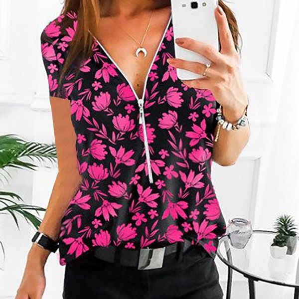 butterfly floral women blouses summer plus size printed zipper v neck short sleeve shirt ladies casual blouse frauen blusen, White
butterfly floral women blouses summer plus size printed zipper v neck short sleeve shirt ladies casual blouse frauen blusen, White