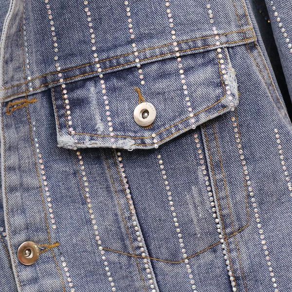 european style autumn rhinestone striped loose fit denim coat female street hip hop diamond frayed jean jacket women outwear1, Black;brown
european style autumn rhinestone striped loose fit denim coat female street hip hop diamond frayed jean jacket women outwear1, Black;brown
