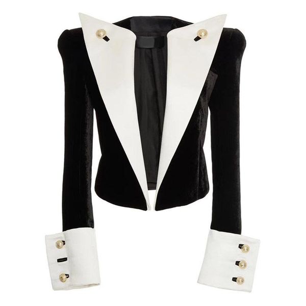 new designer blazer women ladies large lapel gold buckle black white patchwork velvet short suit women blazers jacket female, White;black
new designer blazer women ladies large lapel gold buckle black white patchwork velvet short suit women blazers jacket female, White;black