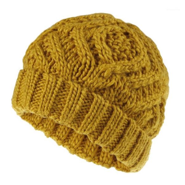 winter warm knit beanie hat rhombus chunky weave solid cuffed skull cap 449f1, Blue;gray