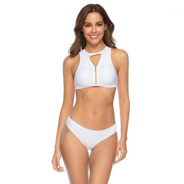 new white swimsuit women high neck zipper bikini suits two piece swimwear women push up beach wear female swimming brazil bikini1, White;black
new white swimsuit women high neck zipper bikini suits two piece swimwear women push up beach wear female swimming brazil bikini1, White;black
