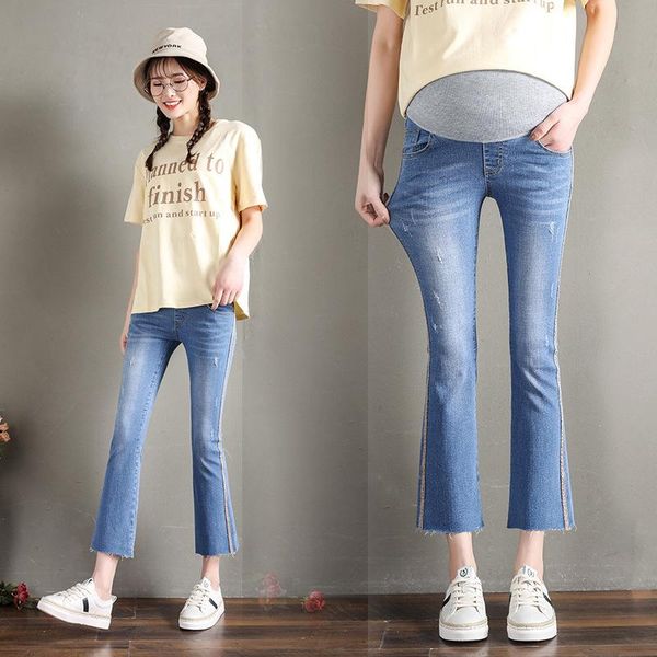 cropped under belly skinny maternity jeans flare pregnancy jeans for pregnant women side stripe extender maternity bootcut, Blue
cropped under belly skinny maternity jeans flare pregnancy jeans for pregnant women side stripe extender maternity bootcut, Blue