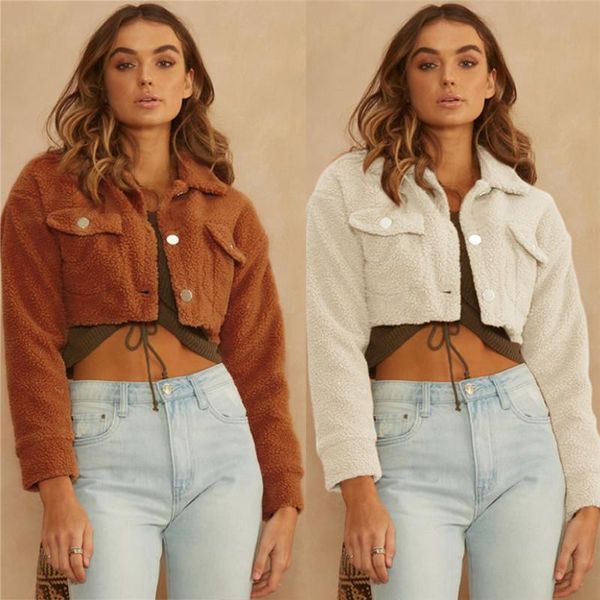 women's fur & faux women lambswool jacket crop 2021 autumn winter coat turn-down collar pocket casual outerwear camel hairy overcoat fe, Black
women's fur & faux women lambswool jacket crop 2021 autumn winter coat turn-down collar pocket casual outerwear camel hairy overcoat fe, Black