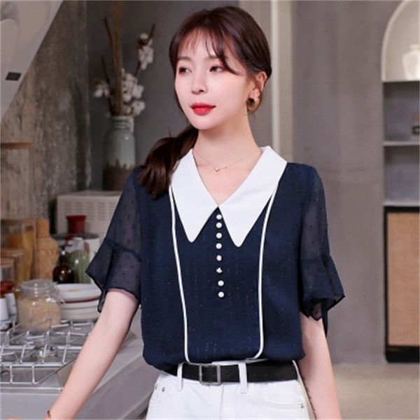 chiffon ladies'blouses peter pan collar and batwing korean sleeve upper women's clothes mujer wuta, White
chiffon ladies'blouses peter pan collar and batwing korean sleeve upper women's clothes mujer wuta, White