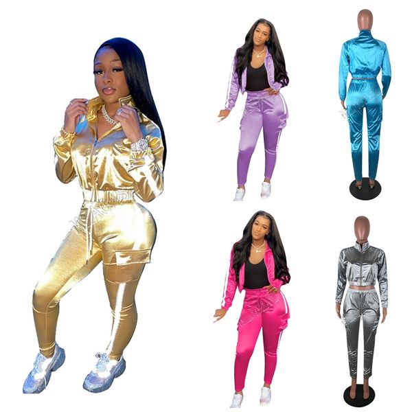 women clothes reflective stripe designers zipper jacket crop coat + pants trousers 2 piece patchwork outfits street sportswear d92301, White
women clothes reflective stripe designers zipper jacket crop coat + pants trousers 2 piece patchwork outfits street sportswear d92301, White