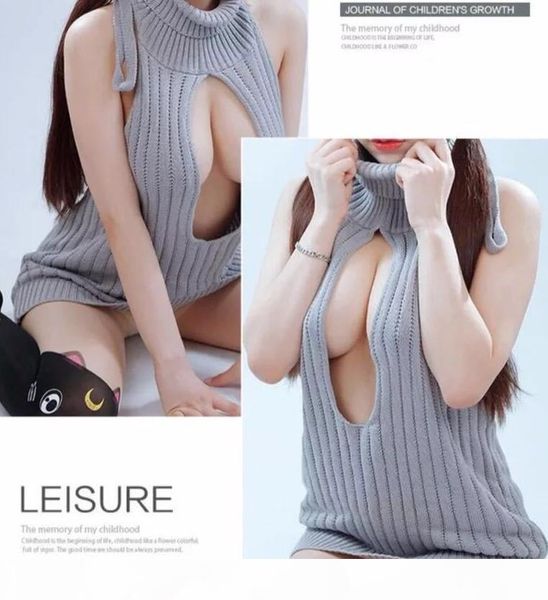 new open chest cosplay backless virgin killer sweater turtleneck bodysuit bandage knitted sweaters and pullovers for women, White;black
new open chest cosplay backless virgin killer sweater turtleneck bodysuit bandage knitted sweaters and pullovers for women, White;black